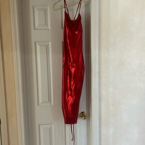 Red metallic dress